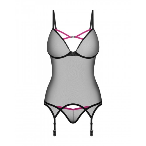 Корсет з трусиками Obsessive Novenes corset & thong розмір XL/2XL (SX0615)
