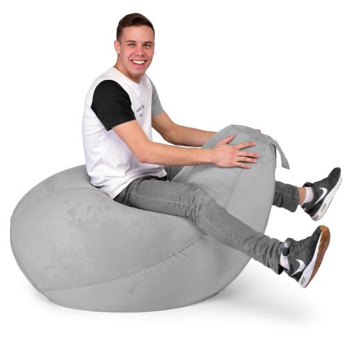 Крісло Мішок Груша Замша 150х100 Студія Комфорту Великий сірий