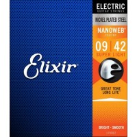 Струни для електрогітари Elixir 12002 Nanoweb Nickel Plated Steel Super Light 9/42 Струни для електрогітари Elixir 12002 Nanoweb Nickel Plated Steel Super Light 9/42
