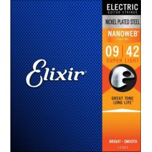 Струни для електрогітари Elixir 12002 Nanoweb Nickel Plated Steel Super Light 9/42