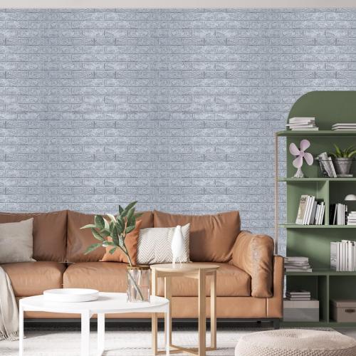 Самоклеюча 3D панель Sticker Wall SW-00001445 Під срібну цеглу в рулоні 3080x700x3мм