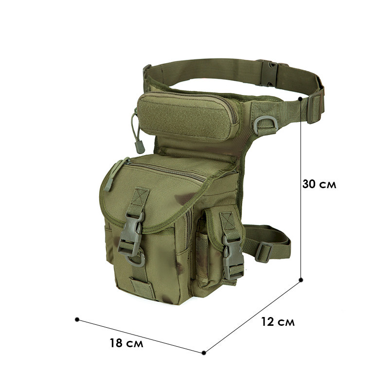 Сумка тактична на стегно Aokali Outdoor A90 30х22 см Green 5358-63124