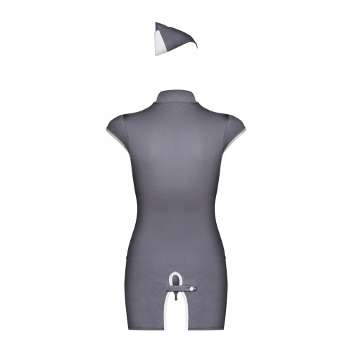 Еротичний костюм стюардеси Obsessive Stewardess 3 pcs costume grey S/M, сірий, сукня, стрінги, пілот в інтернет супермаркеті PbayMarket!