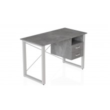 Письмовий стіл із ящиками Ferrum-decor Оскар 750x1400x600 метал Білий ДСП Бетон 16 мм (OSK0035)
