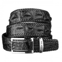 Ремінь-автомат CROCODILE LEATHER 18010 із натуральної шкіри крокодила Чорний, Чорний