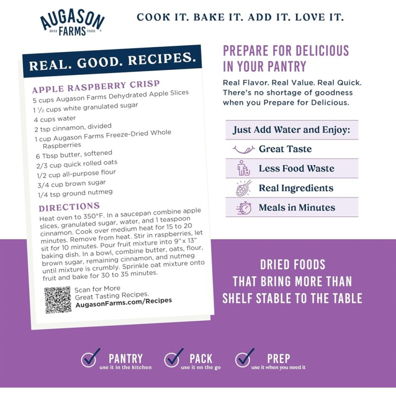 Сублімовані шматочки яблук з великим терміном придатності 25 років Augason Farms, 20 порцій