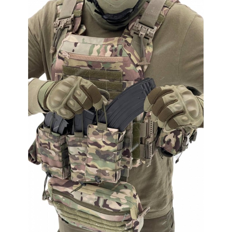 Плитоноска без плит з підсумками No Brand KR Cordura 1000D One Size Мультикам (1724442970)