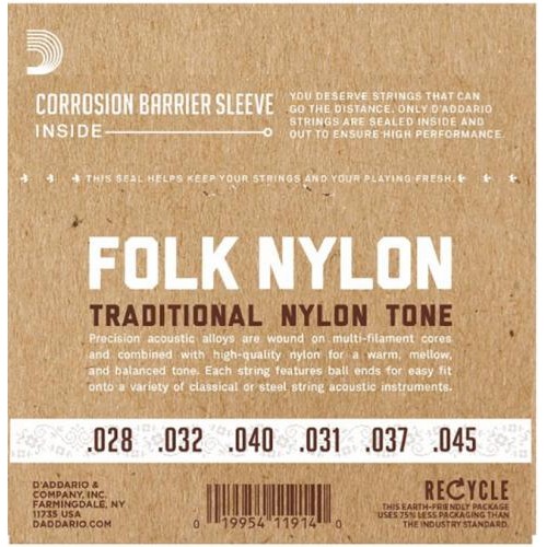 Струни для класичної гітари D'Addario EJ32C Folk Nylon Ball End Silver Wound Clear Treble 28/45 Струни для класичної гітари D'Addario EJ32C Folk Nylon Ball End Silver Wound Clear Treble 28/45