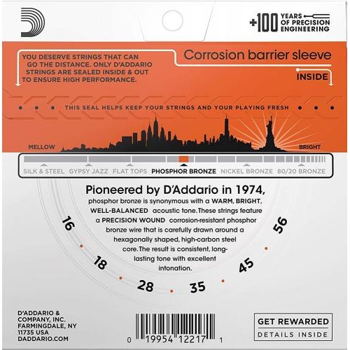 Струни для акустичної гітари D'Addario EJ42 Phosphor Bronze Medium Resophonic Guitar 16/56 Струни для акустичної гітари D'Addario EJ42 Phosphor Bronze Medium Resophonic Guitar 16/56
