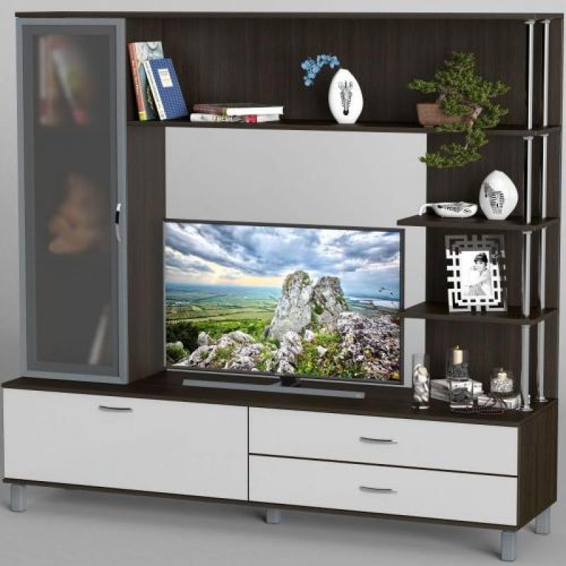 Стінка в вітальню Тиса Мебель Вітальня-31 Венге Білий 1600x450x1800 мм