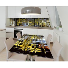 Наклейка 3Д вінілова на стіл Zatarga «Листя за склом» 650х1200 мм (Z183397/1st)