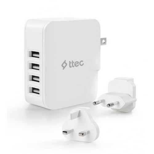 Мережевий зарядний пристрій Ttec Quattro Traveler 4хUSB 5.1A/25Вт White (2SC02BUK) Мережевий зарядний пристрій Ttec Quattro Traveler 4хUSB 5.1A/25Вт White (2SC02BUK)