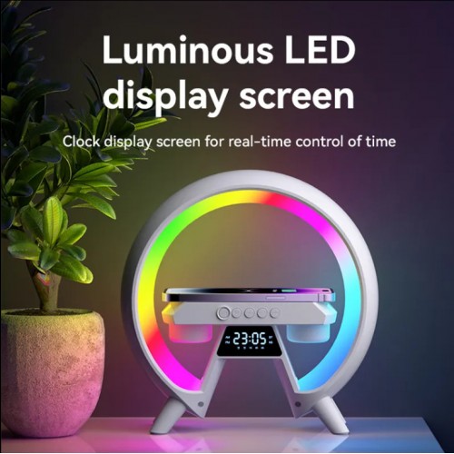 Настольна аккумуляторна смарт лампа із вбудованим аккумулятором UKC Smart RGB 15W Light Sound Machine Bluetooth Біла