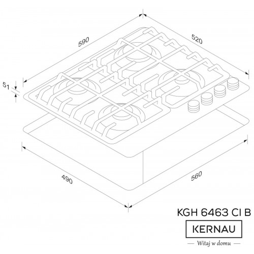 Варильна поверхня газова Kernau KGH 6463 CI B