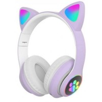 Повнорозмірні навушники бездротові No Brand Cat Headset M23 Bluetooth з RGB підсвічуванням та котячими вушками Purple Повнорозмірні навушники бездротові No Brand Cat Headset M23 Bluetooth з RGB підсвічуванням та котячими вушками Purple