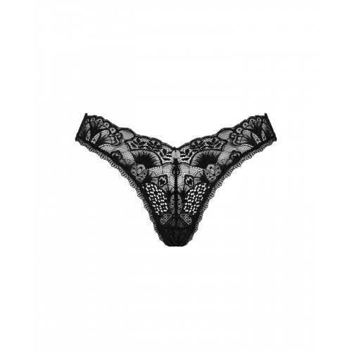 Мереживні стрінги Obsessive Donna Dream thong XS/S Black, низька посадка в інтернет супермаркеті PbayMarket!