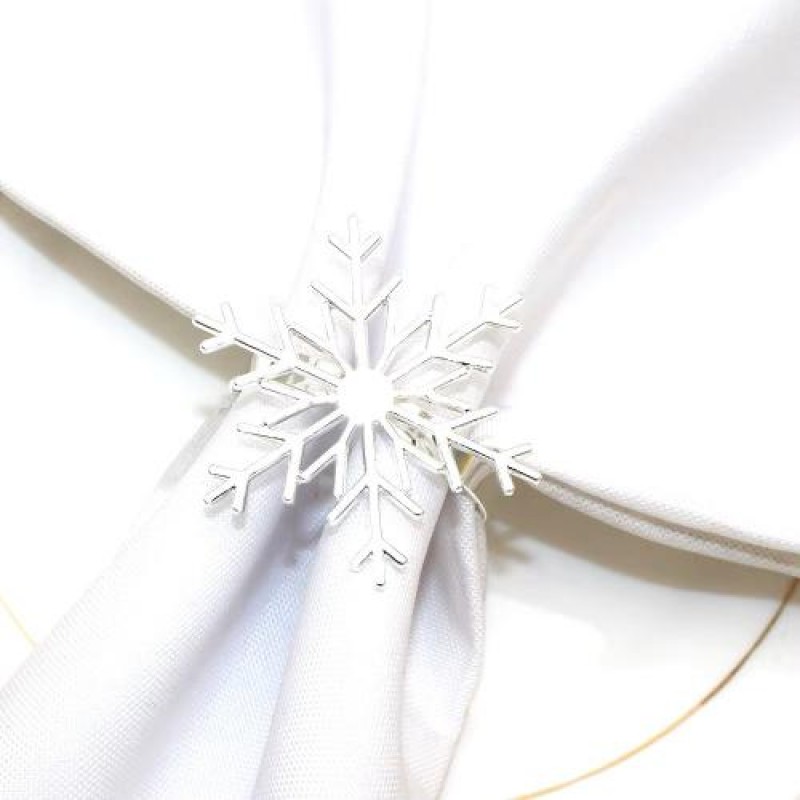 Набір кілець для серветок Сніжинки Мальва Сріблястий 6 шт