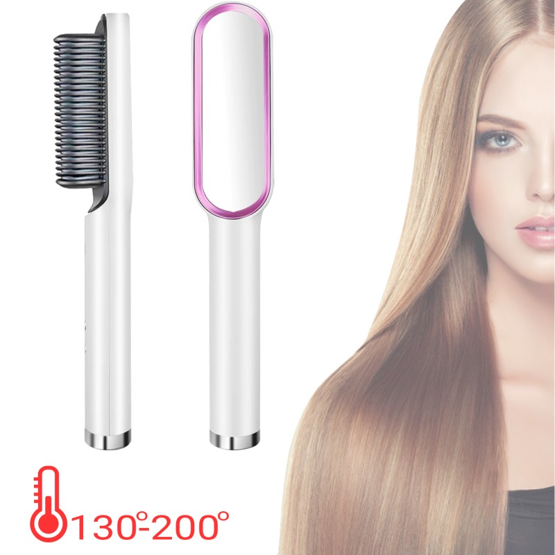 Електричний гребінець-випрямляч для волосся Hair Style UKC праска з турмаліновим покриттям 6 температурних режимів Білий