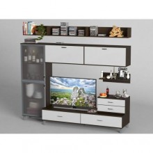 Стінка в вітальню Тиса Мебель Вітальня-27 Венге Білий 2050x450x2400 мм