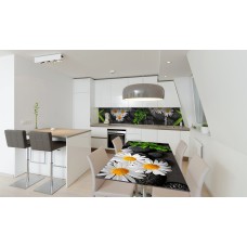 Наклейка вінілова на стіл Zatarga «Ромашки та чорні Камені» 650х1200 мм Z180751/1st