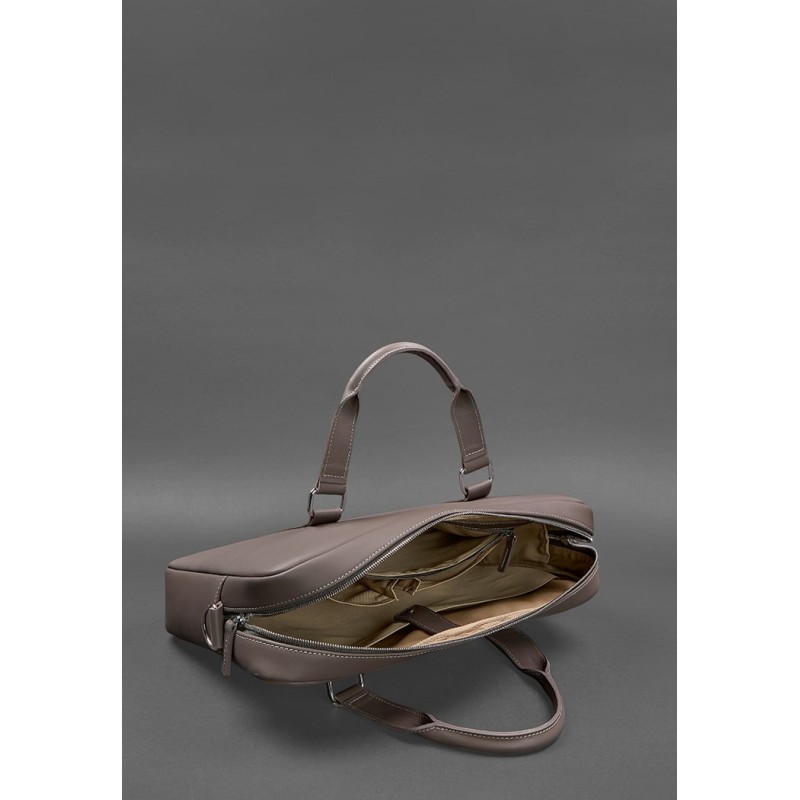 Шкіряна сумка для ноутбука і документів темно-бежева BlankNote