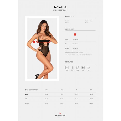 Боді Obsessive Roxelia crotchless teddy XS/S в інтернет супермаркеті PbayMarket!