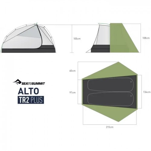Намет Sea to Summit Alto TR2 Plus 215 х 134/97х105 см Зелений (1033-STS ATS2039-02170406) Намет Sea to Summit Alto TR2 Plus 215 х 134/97х105 см Зелений (1033-STS ATS2039-02170406)