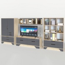 Стінка в вітальню Тиса Мебель Збірка-5 Сонома Білий 1470x400x3130 мм