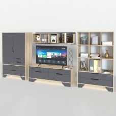 Стінка в вітальню Тиса Мебель Збірка-5 Сонома Білий 1470x400x3130 мм