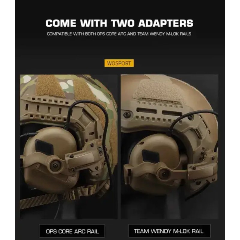 Універсальний адаптер для кріплення активної гарнітури на рейки шолома OPS Core Золотиста олива