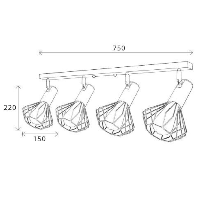 Світильник лофт MSK Electric Diadem настінно-стельовий NL 22151-4W білий