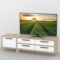 Тумба під телевізор Тиса Мебель ТВ-302 Дуб сонома Білий 51x42x160 см Тумба під телевізор Тиса Мебель ТВ-302 Дуб сонома Білий 51x42x160 см