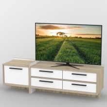 Тумба під телевізор Тиса Мебель ТВ-302 Дуб сонома Білий 51x42x160 см