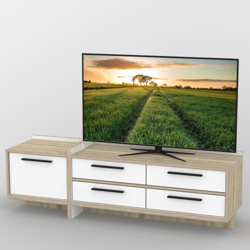 Тумба під телевізор Тиса Мебель ТВ-302 Дуб сонома Білий 51x42x160 см