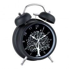 Годинник настільний Clock з будильником Моен Дерево Тихий хід 16х11,7х5,5 см Чорний Білий (16272)