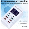 Мережевий зарядний пристрій на 8 роз'ємів Addap WLX-A8T Type-C + USB-A PD 3.0 та QC 3.0