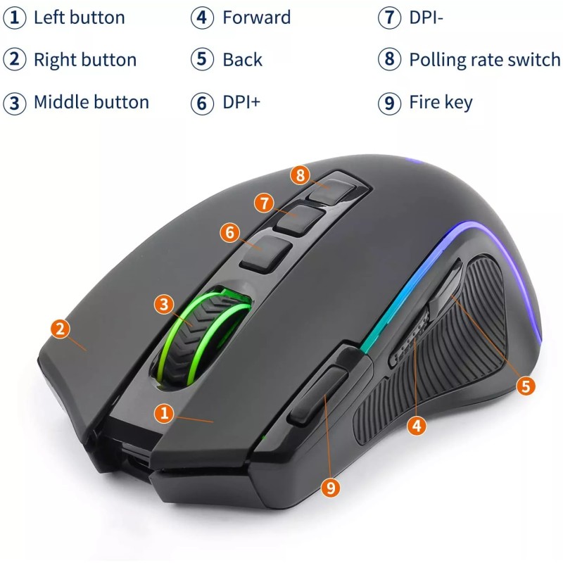 Миша бездротова ігрова Union з акумулятором та підсвічуванням 2.4 gHz E-YOOSO X11 Black