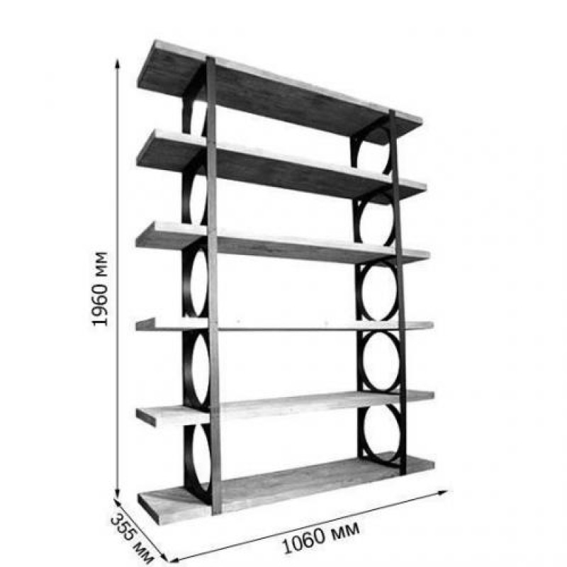 Стелаж для зберігання в стилі Loft NS-1726 1990x1060x355 мм Черный