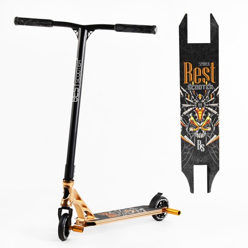 Самокат трюковий Best Scooter Spider HIC-система пеги алюмінієвий диск та дека колеса PU 100 кг Gold (107486)