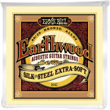 Струни для акустичної гітари Ernie Ball 2047 Earthwood 80/20 Bronze Silk and Steel Extra Soft Acoustic Guitar Strings