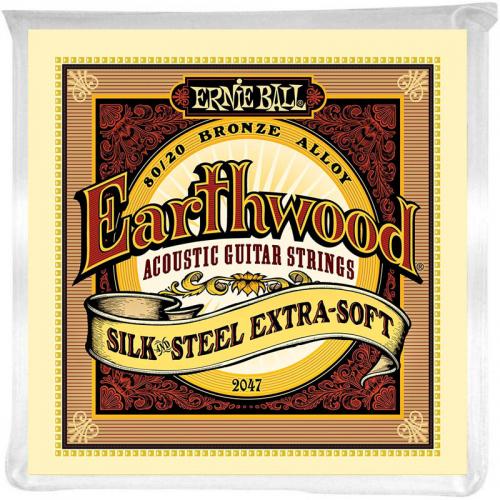Струни для акустичної гітари Ernie Ball 2047 Earthwood 80/20 Bronze Silk and Steel Extra Soft Acoustic Guitar Strings Струни для акустичної гітари Ernie Ball 2047 Earthwood 80/20 Bronze Silk and Steel Extra Soft Acoustic Guitar Strings