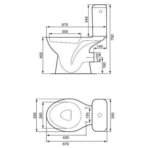 Унітаз-компакт Cersanit MITO GREY 010 CCKZ1011552058