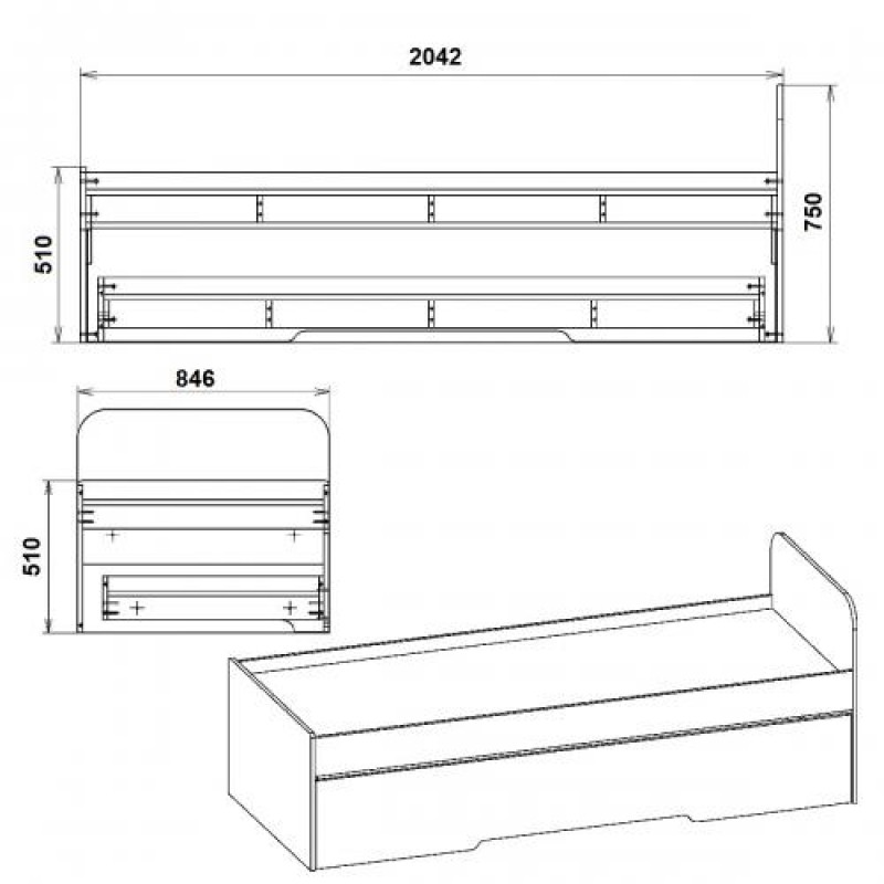 Ліжко трансформер 80+70 Компаніт яблуня