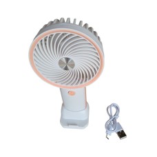 Вентилятор ручний акумуляторний з підставкою для телефону Mini Fan HX09-1 Білий з персиковим