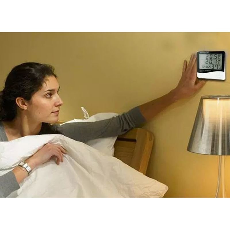 Електронний кімнатний термометр гігрометр з годинником KETOTEK НТС-1