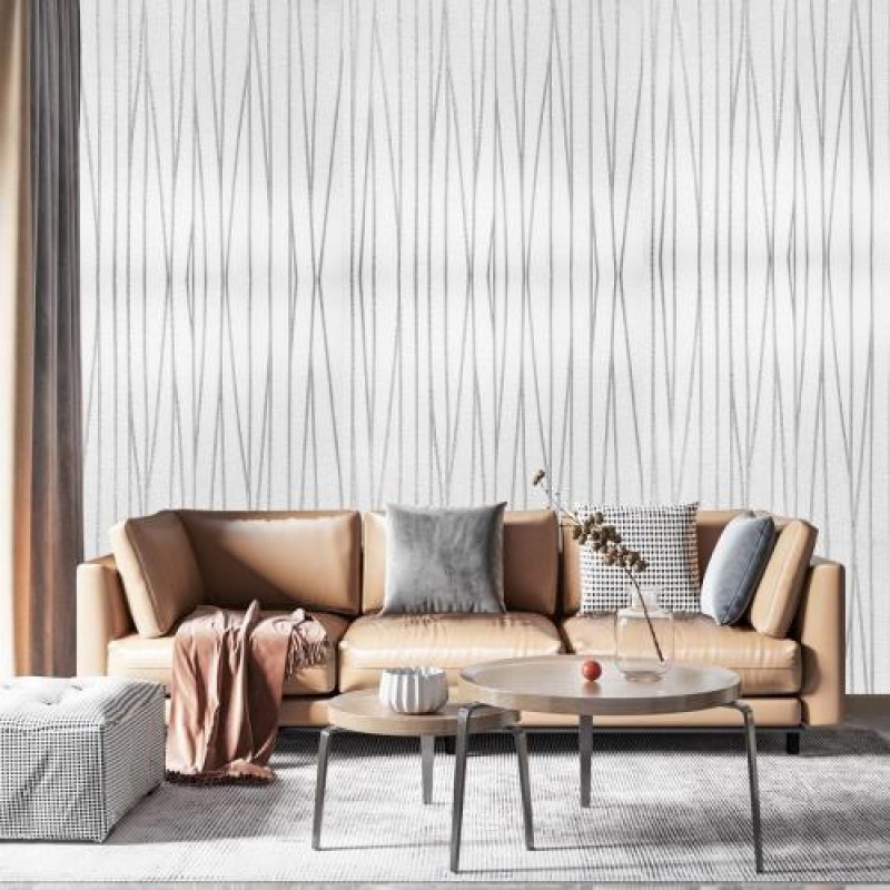 Самоклеюча 3D панель Sticker Wall SW-00001185 Срібні стрічки 700х700х5мм