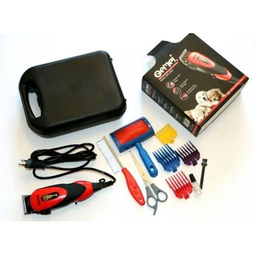 Професійна машинка для стрижки тварин зі сталевими лезами Gemei GM-1023 + ножиці та гребінець