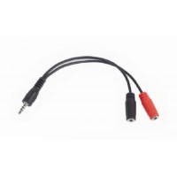 Аудіо-кабель Cablexpert (CCA-417) 3.5мм 4-pin plug - 3.5мм stereo + mono microphone sockets 0,2м, стерео, Black