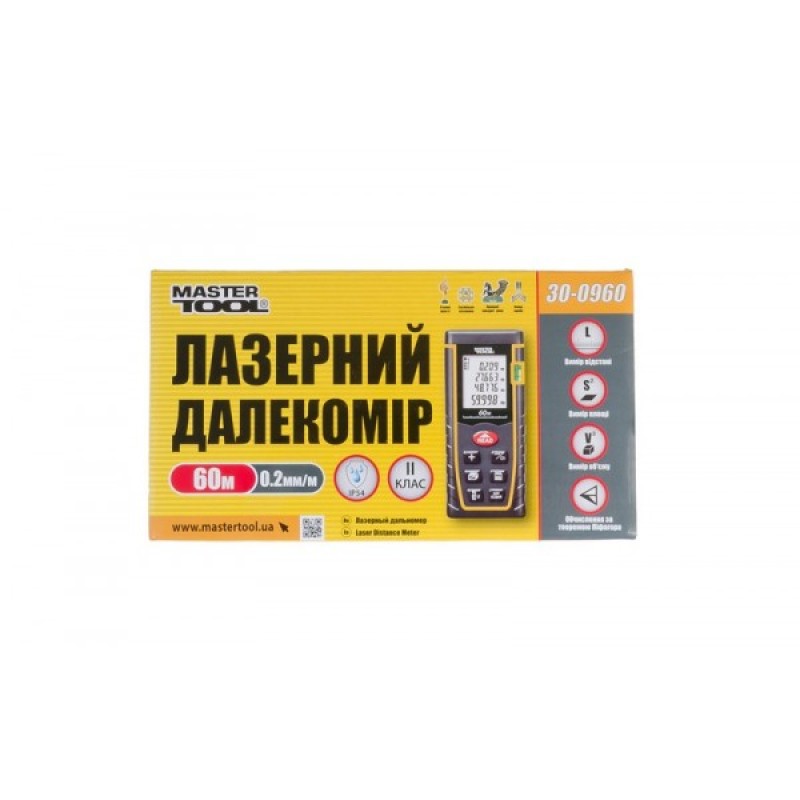 Дальномір лазерний MASTERTOOL 0.05-60 м 2 мм/м чохол 30-0960