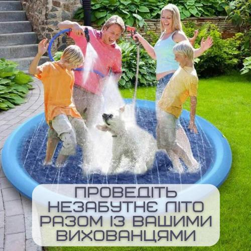 Вуличний басейн-фонтан для собак Zmaker 2в1 складаний спринклерний 100 см Синій (676) Вуличний басейн-фонтан для собак Zmaker 2в1 складаний спринклерний 100 см Синій (676)